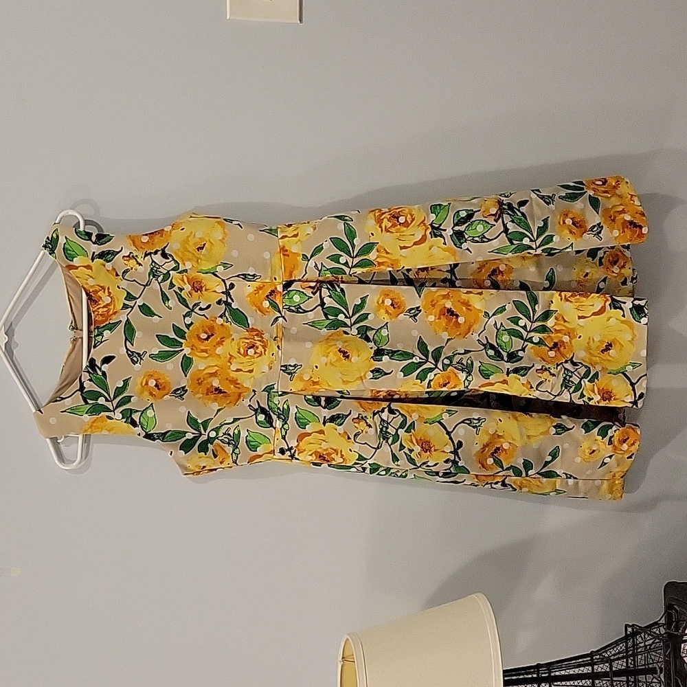 Beautiful Size 10 Sunflower Dress with Pleated Skirt